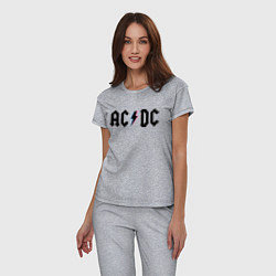 Пижама хлопковая женская AC/DC, цвет: меланж — фото 2