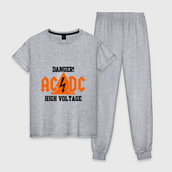 Пижама хлопковая женская AC/DC: High Voltage, цвет: меланж