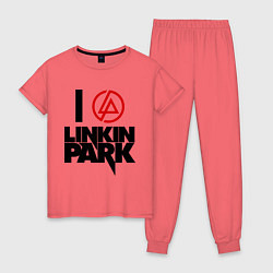 Пижама хлопковая женская I love Linkin Park, цвет: коралловый