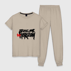 Пижама хлопковая женская Bring me the horizon, цвет: миндальный