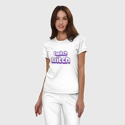 Пижама хлопковая женская Twitch Bitch, цвет: белый — фото 2