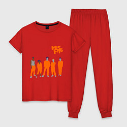 Пижама хлопковая женская Misfits Orange, цвет: красный