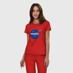 Пижама хлопковая женская NASA Delorean 88 mph, цвет: красный — фото 2