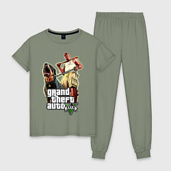 Пижама хлопковая женская GTA 5: Man & Dog, цвет: авокадо