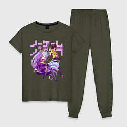Пижама хлопковая женская No Game No Life, цвет: меланж-хаки