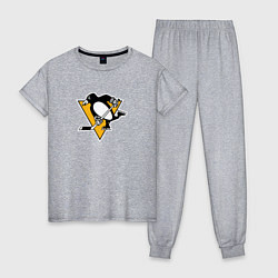 Пижама хлопковая женская Pittsburgh Penguins: Evgeni Malkin, цвет: меланж