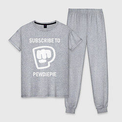 Пижама хлопковая женская Subscribe to PewDiePie, цвет: меланж