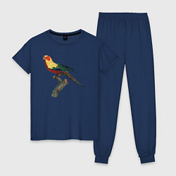 Пижама хлопковая женская Попугай аратинга, цвет: тёмно-синий
