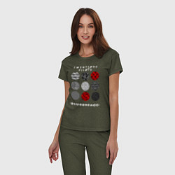 Пижама хлопковая женская TOP: Blurryface, цвет: меланж-хаки — фото 2