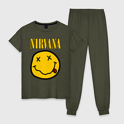 Пижама хлопковая женская NIRVANA, цвет: меланж-хаки
