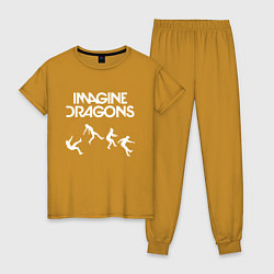 Пижама хлопковая женская IMAGINE DRAGONS, цвет: горчичный