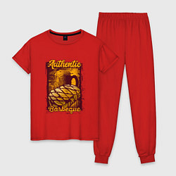 Пижама хлопковая женская Authentic barbeque, цвет: красный