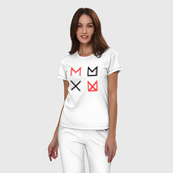Пижама хлопковая женская MONSTA X, цвет: белый — фото 2