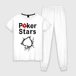 Пижама хлопковая женская Poker Stars, цвет: белый