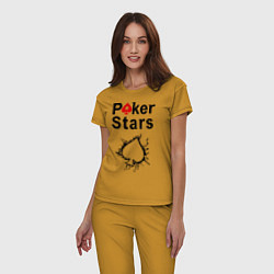 Пижама хлопковая женская Poker Stars, цвет: горчичный — фото 2