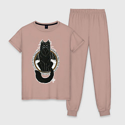 Пижама хлопковая женская Йольский кот, цвет: пыльно-розовый