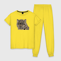 Пижама хлопковая женская Metallized Snow Leopard цвета желтый — фото 1