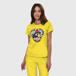 Пижама хлопковая женская Life Universe Everything, цвет: желтый — фото 2