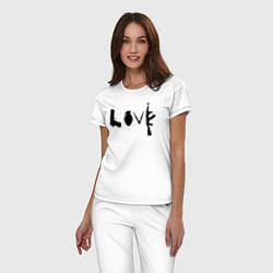 Пижама хлопковая женская Banksy LOVE, цвет: белый — фото 2