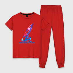 Пижама хлопковая женская Виндсерфинг, цвет: красный