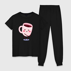 Пижама хлопковая женская Кофе, цвет: черный