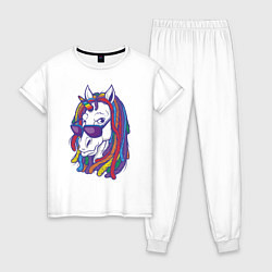 Пижама хлопковая женская Rasta Unicorn, цвет: белый