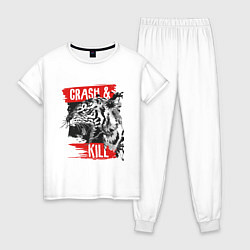 Пижама хлопковая женская Crash & Kill, цвет: белый