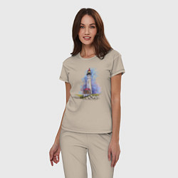 Пижама хлопковая женская Crisp Point Lighthouse, цвет: миндальный — фото 2