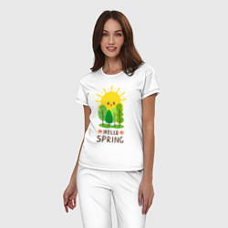 Пижама хлопковая женская Hello Spring, цвет: белый — фото 2