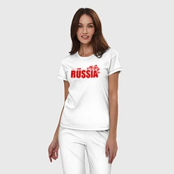 Пижама хлопковая женская Russia, цвет: белый — фото 2