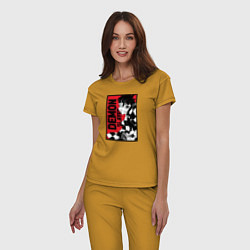 Пижама хлопковая женская KIMETSU NO YAIBA, цвет: горчичный — фото 2
