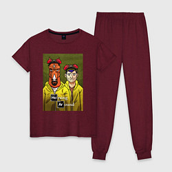 Пижама хлопковая женская BoJack Horseman, цвет: меланж-бордовый