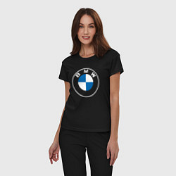 Пижама хлопковая женская BMW LOGO 2020, цвет: черный — фото 2