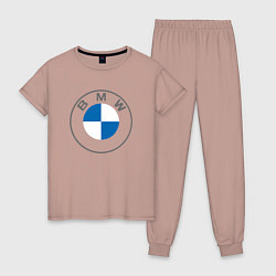 Пижама хлопковая женская BMW LOGO 2020, цвет: пыльно-розовый