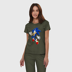 Пижама хлопковая женская Sonic, цвет: меланж-хаки — фото 2