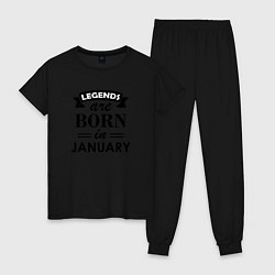 Пижама хлопковая женская Legends are born in january, цвет: черный