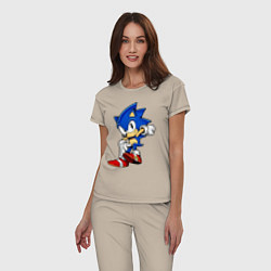 Пижама хлопковая женская SONIC, цвет: миндальный — фото 2