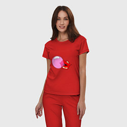 Пижама хлопковая женская Пузырь цвета красный — фото 2