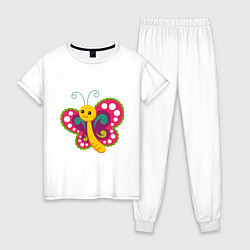 Пижама хлопковая женская Бабочка, цвет: белый