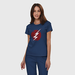 Пижама хлопковая женская The Flash logo, цвет: тёмно-синий — фото 2