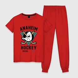 Пижама хлопковая женская ANAHEIM DUCKS, цвет: красный