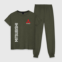 Пижама хлопковая женская MITSUBISHI, цвет: меланж-хаки