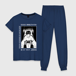 Пижама хлопковая женская Синдзи Икари, Евангелион, цвет: тёмно-синий