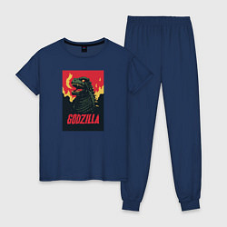 Пижама хлопковая женская Godzilla, цвет: тёмно-синий