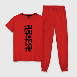 Пижама хлопковая женская Stationary Run, цвет: красный