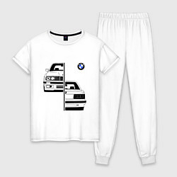 Пижама хлопковая женская BMW БМВ Z, цвет: белый