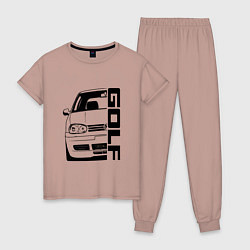 Пижама хлопковая женская Volkswagen Golf Z, цвет: пыльно-розовый