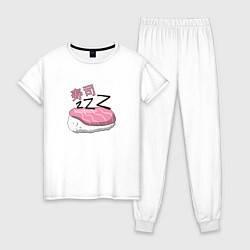 Пижама хлопковая женская Спящие суши, цвет: белый