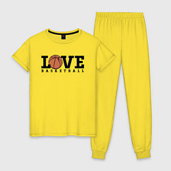 Пижама хлопковая женская Love Basketball, цвет: желтый