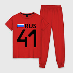 Пижама хлопковая женская RUS 41, цвет: красный